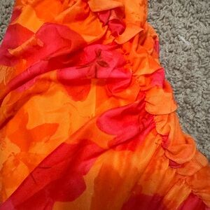 Vibrant Orange and Pink Floral Dress